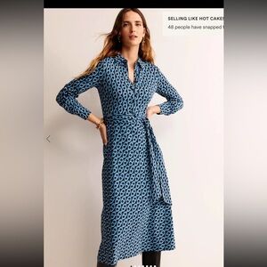 Boden Laura Jersey Midi Shirtdres, Azure Geo Chain, size 4